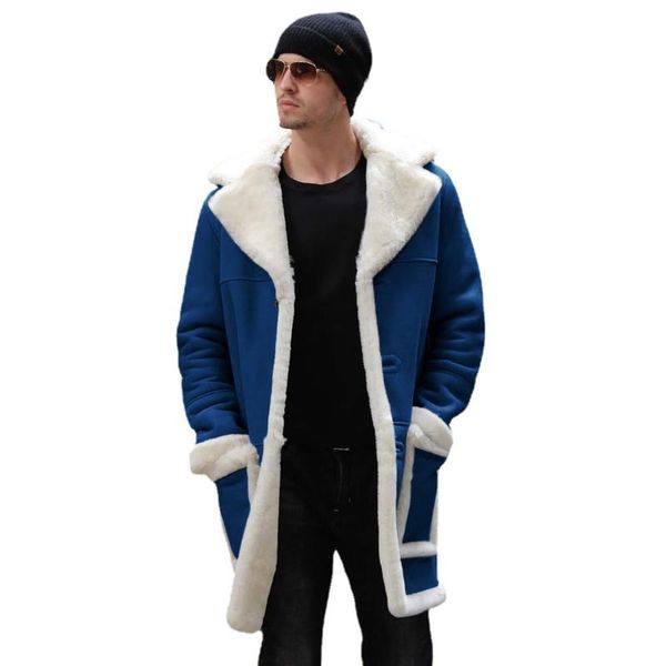 Мужские куртки мода мужски Coats Winter 2022 Меховое пальто мужское толстое отворотное лацка