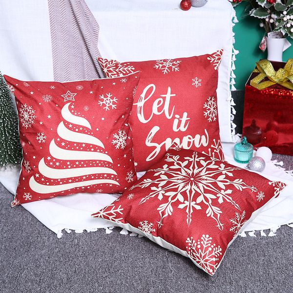 Decorações de Natal Pounhas Nórdicas Casta de Floco de Neve Nórdica Impressão de Natal Vermelho Capa de Caso de Casto Party OrnamentChristmas