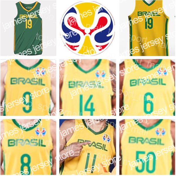 24 Team Brazils Maglia da basket Brasils 9 Marcelinho HUERTAS 14 Marquinhos SOUSA Cristiano FELICIO Vitor BENITE Anderson VAREJAO Uomo