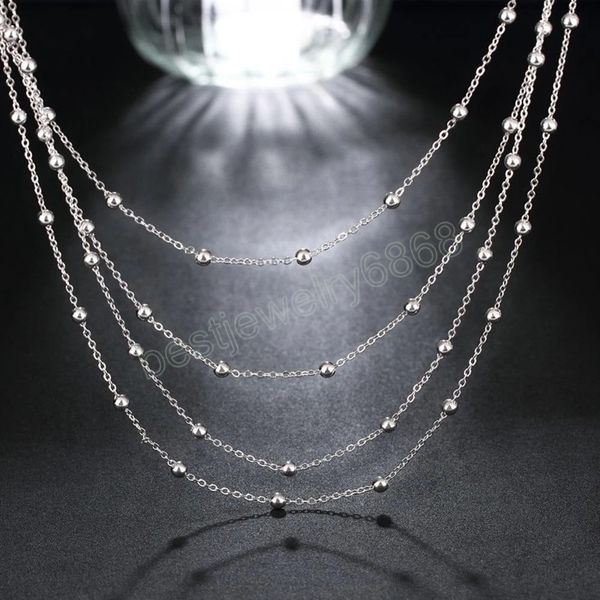 925 Sterling in argento da 18 pollici in perle lisce per perle liscio per donne Fashion Party Charm Gioielli