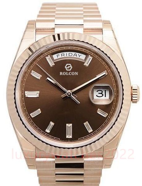 Orologio Super Quality Siver Luxury Rose Golden Unisex lente scala temporale 36mm 41mm Automatico meccanico vetro zaffiro Cinturino in pelle Orologio da polso