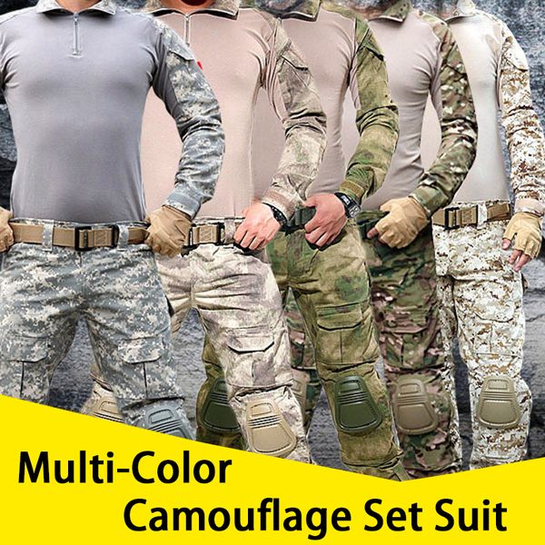 Мужские спортивные костюмы Мужские тактические военные боевые боевые боевые наборы костюмы пейнтбольные рубашки грузовые брюки.