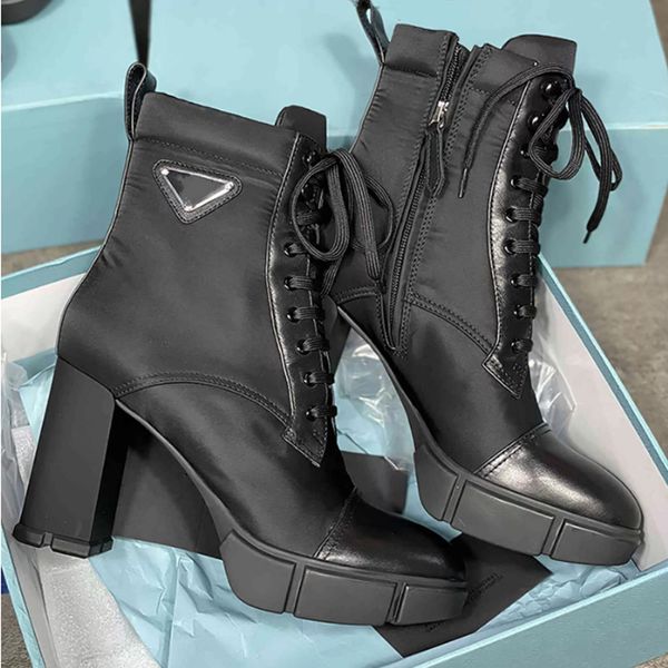 Дизайнерские сапоги с ботильонами женские черные кожаные сапоги на высоком каблуке осенние и зимние сапоги с высококачественной свадебной обувью мотыги тасманские тапочки Прадеш