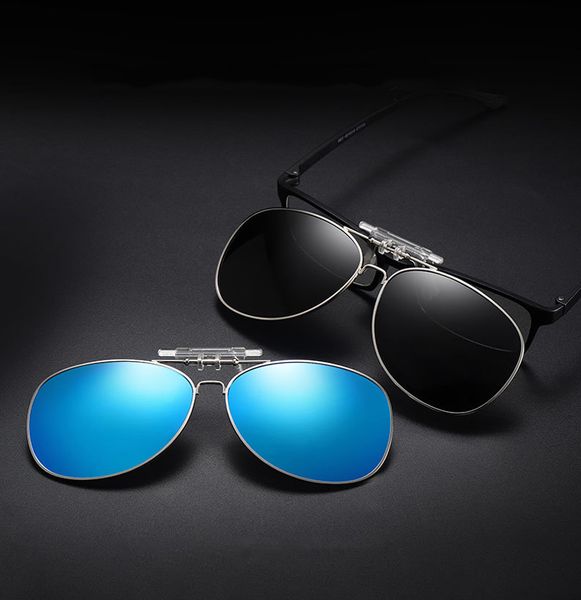 Vintage Pilot Clip On Polarisierte Sonnenbrille Nachtsicht Männer Frauen Flip Up Metallrahmen Top Driving Shades Qualität für Korrektionsbrillen