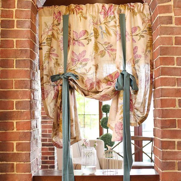 Cortina cortina estilo europeu de estilo europeu floral/planta linho de algodão Casa verde Lacing Decorativa Curtain/porta acabado 125 190cmcurtain