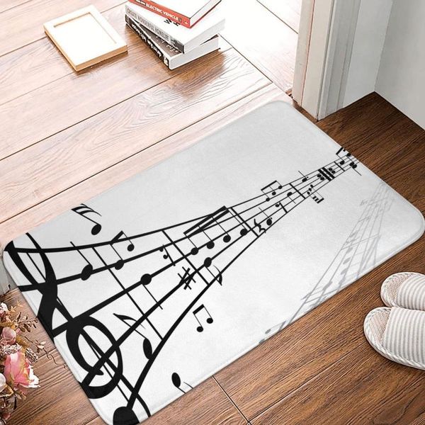 Tapetes 40x60cm funcionários de música do capacho com clave de agudos e notas carpete para a porta da cozinha do quarto decorativo não-deslizamento capacho de gaiola