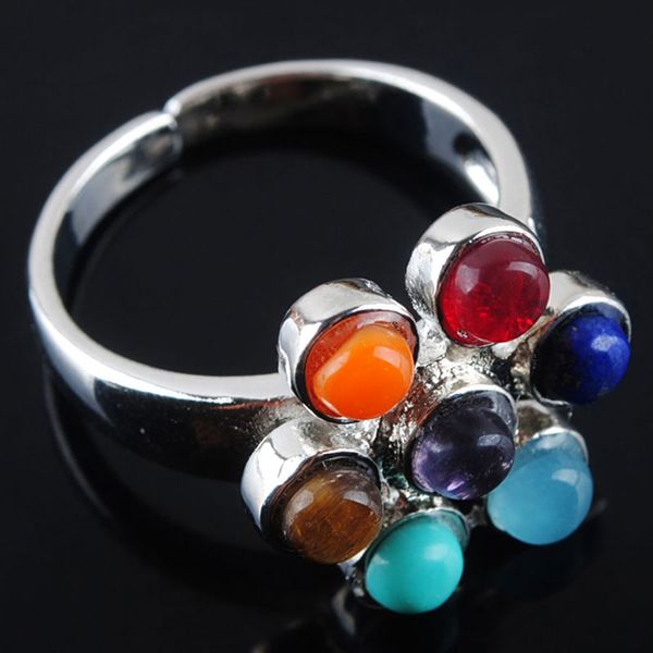 Fashion Natural Stone Mexed Open Rings GhEm Regolable Rainbow per gioielli 7 CHAKRA COLORI DONNE DONNE ANELLO DI DIATURA X3008