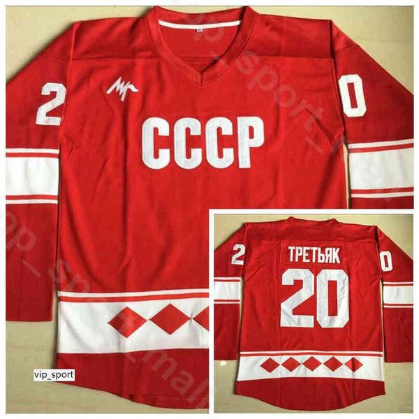 Homens Vintage 1980 CCCP Rússia 20 Vladislav Tretiak Jerseys Red Home Ice Hockey 24 Sergei Makarov Jersey