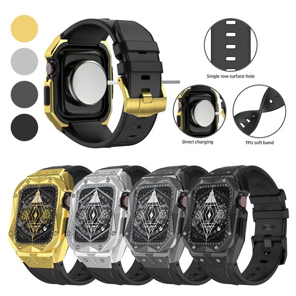Защитный чехол-бампер для Apple Watch Band 44mm 45mm Men Rugged Sport TPU Watch Band Case For iWatch Series 4 5 6 7 SE