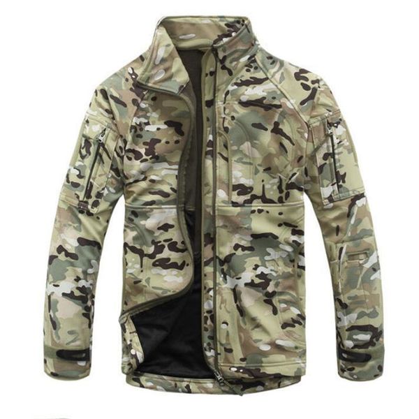 Giacca tattica mimetica da uomo invernale Pelle di squalo Soft Shell Giacca a vento impermeabile Giubbotti Cappotto in pile Abbigliamento da caccia militare 220822