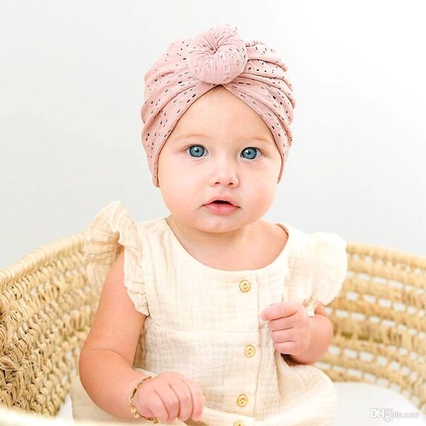 Neugeborenen Baumwolle Spitze Hohl Donut Beanie für Baby Mädchen Sommer Baby Schnecke Knoten Turban Infant Motorhaube Kinder Kappe für junge Infantil Hut