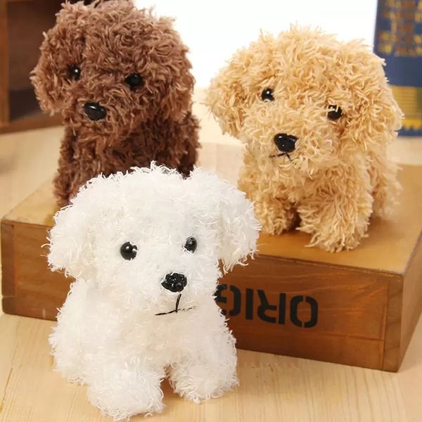 Simulação cachorro poodle brinquedos de pelúcia de boneca de boneca de boneca brinquedos pendentes de anel de corrente para presente de natal 1393 D3