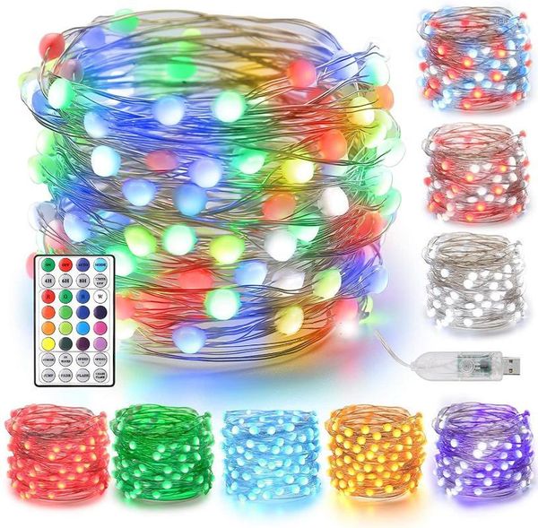 Strings LED LUZES DE SLUBRA USB FAIRA LUZ REMOTO REMOTO GARLANHA Lâmpada para Festival Bedroom RGB Backlight Decoration Iluminação