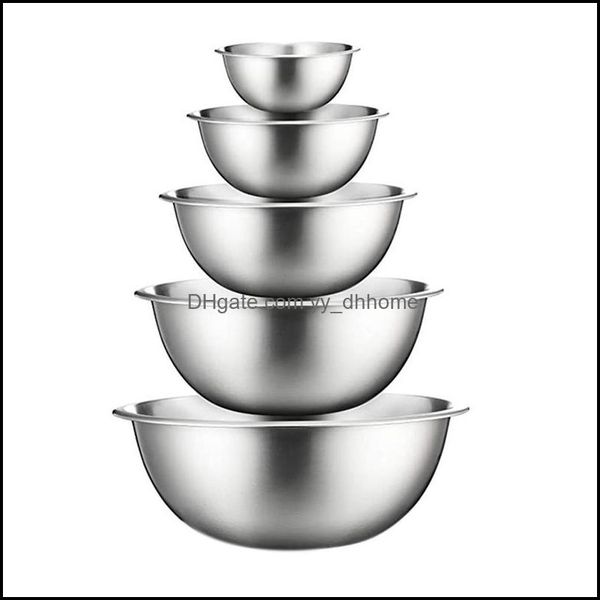 BAILS 5pcs Conjunto de aço inoxidável Capacidade de nidificação Tigela de cozinha Salada de cozinha de cozinha Contêiner de armazenamento de armazenamento Drop Yydhhome DHMCS