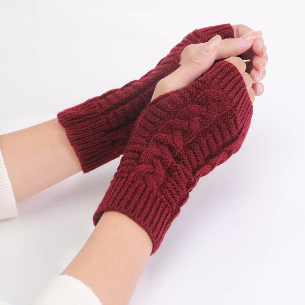 9pair Fashion Half Finger Gloves для женщин зимняя шерсть вязание мягкие теплые рукавов рукавов