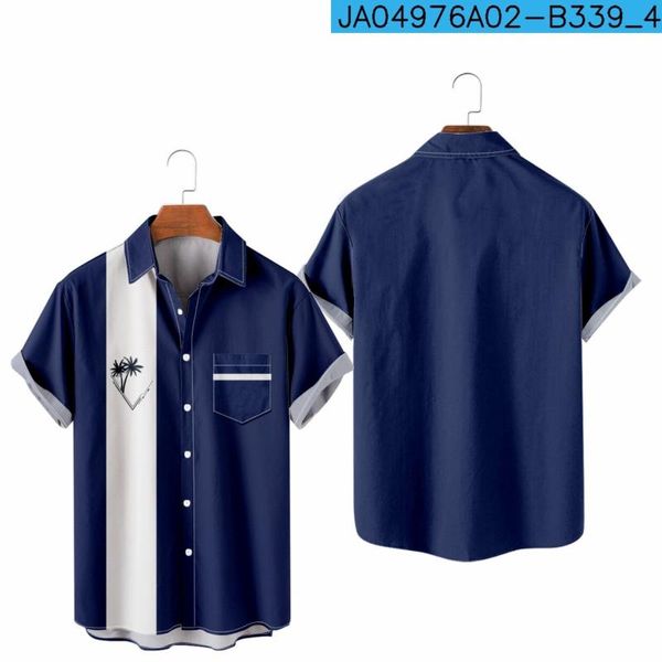 Camisas casuais masculinas masculinas havaianas de manga curta para baixo para a praia Coloque o pescoço quente do pescoço caseiro quente