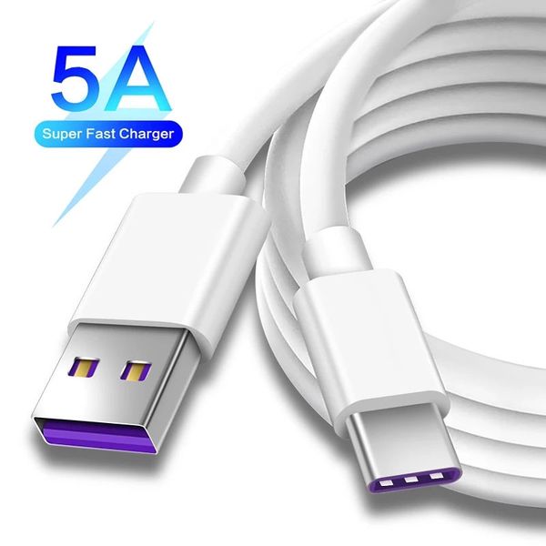 5a USB A Super Fast Charging Cables 3 pés 6 pés tipo C Cabo de dados de transferência para iPhone Samsung Huawei P50 Mate 40 30 Xiaomi Oppo Vivo