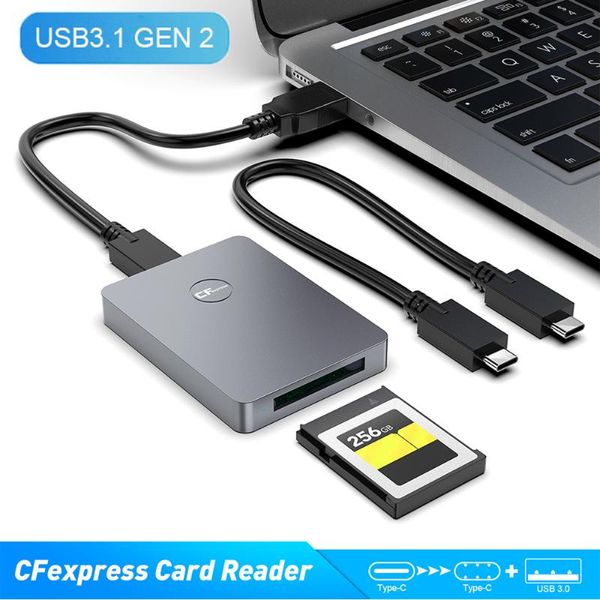 Hub Lettore di schede CFexpress USB 3.1 Gen 2 10 Gbps Adattatore di tipo B C ad alta velocità Adattatore di memoria flash in lega di alluminioUSB