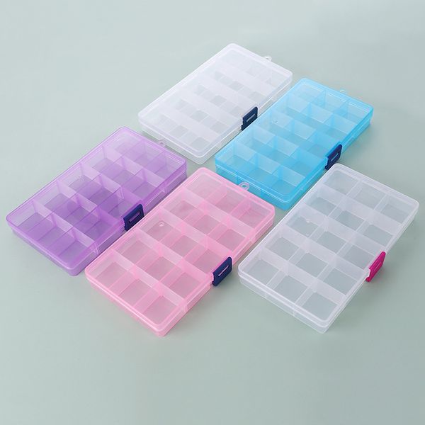 15 отсека пластиковая прозрачная коробка для хранения маленькие коробки для ювелирных сережек игрушки организатора контейнера