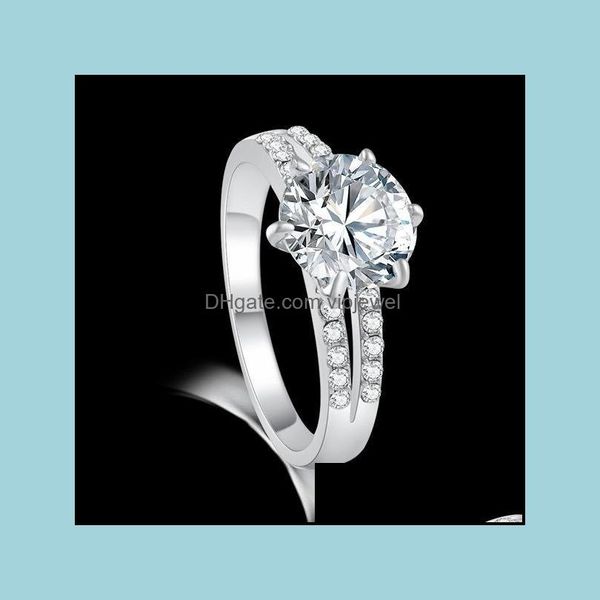 Solitaire Ring Hochzeit Engagement 18K Gold plattiert Champagner Erstes Ged￤chtnis Design Edelsteinringe Drop Lieferung 2021 Schmuck Vipjewel DHCBE