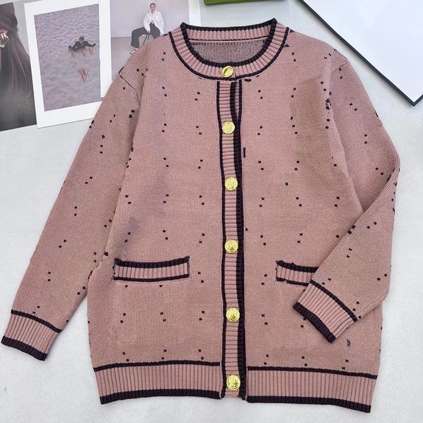 Maglioni jacquard con lettere alla moda Cappotto cardigan con bottoni dorati Cappotti maglione donna a maniche lunghe autunnali