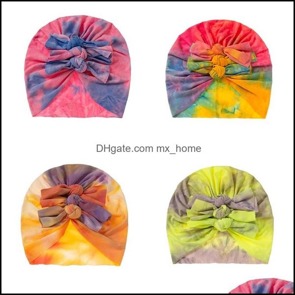 Neugeborenen Mütze Baby Sonnenhut Krawatte gefärbt Beanie Stirnband Regenpfeifer Hüte Warenkorb Mxhome Dheqn