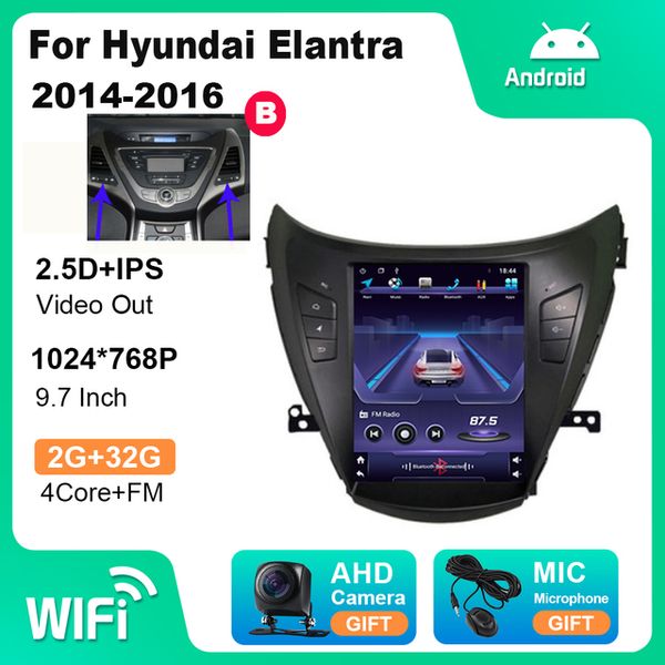 Bluetooth Full Touch Screen Mirror Link Car Video Autoradio per Hyundai Elantra AUX 2014-2016