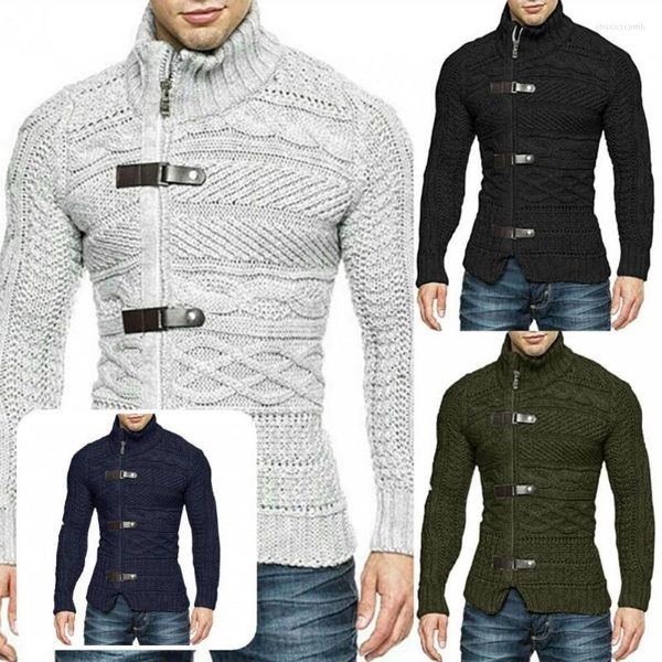 Cardigã de suéteres masculinos Manga longa Mantenha quente Easy Machine Wash de machine Sweater para patinação no gelo