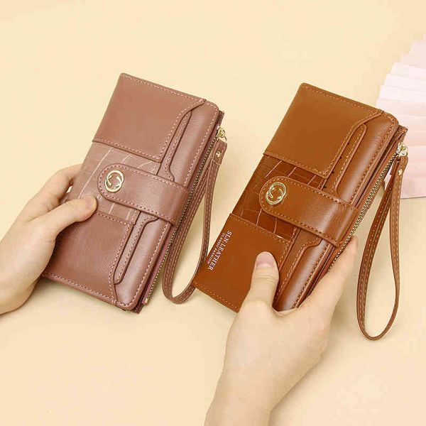 HBP High End Feminina Long Wallet Pu Multi-Cart￣o Multifuncional Tr￪s Fold Saco Clasp Personalizado Carteira 220817