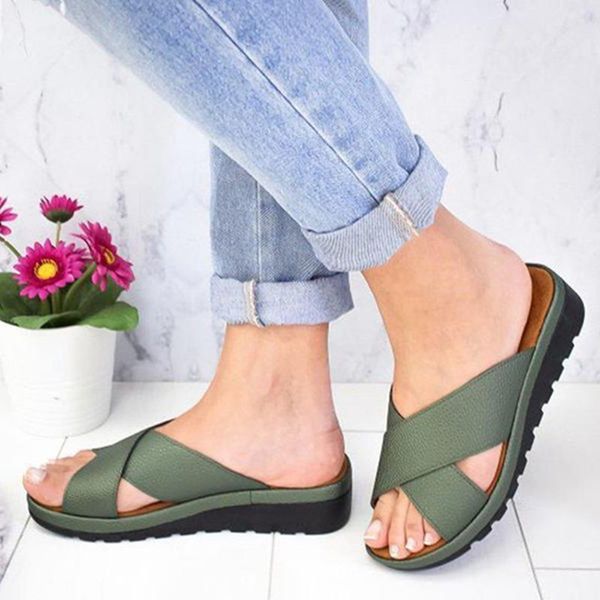 Sandali Summer Women Shoes Slifori artificiali pannelli Ortopedici BUNION COMFY Platfort Comfy Ladies Casual Big Tle Correction Sandalsandals