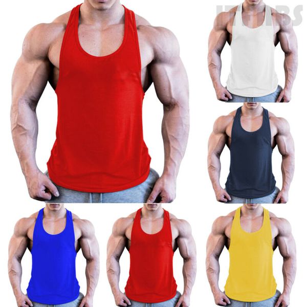 Männer Tank Tops Mann Bodybuilding Stringer Quick Dry Gym Outwear Sport Singlets Weste Fitness Gelb Blau Rot WeißHerren