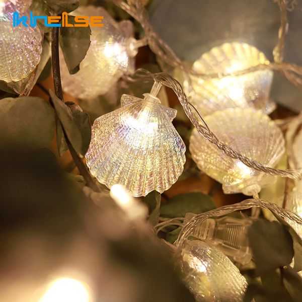 Stringhe LED Sea Shell String Light Holiday Birthday Albero di Natale Fata Lampada Camera da lettoParty Wedding Po Batteria fai da te Decorazioni per la casa IlluminazioneLED Str