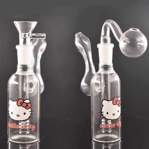 Kalın Heady Pyrex 14mm Kadın Mini Ucuz Su Dab teçhizat Bong, Cam Yağ Brülörlü Kase veya Tütün Sigara Kuru Bitki Kasesi Protable Harnak