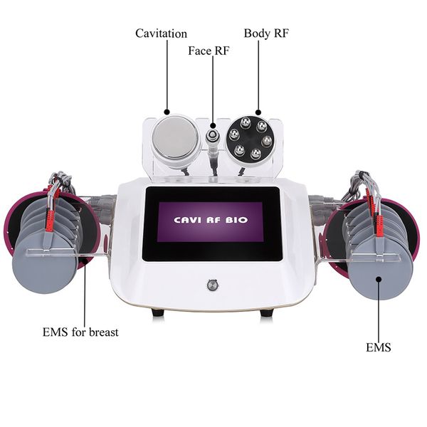 Новый 4IN1 кавитационный RF EMS Slimming Machine 40K Ультразвуковой жирной взрывной радиочастотный радиочастотный