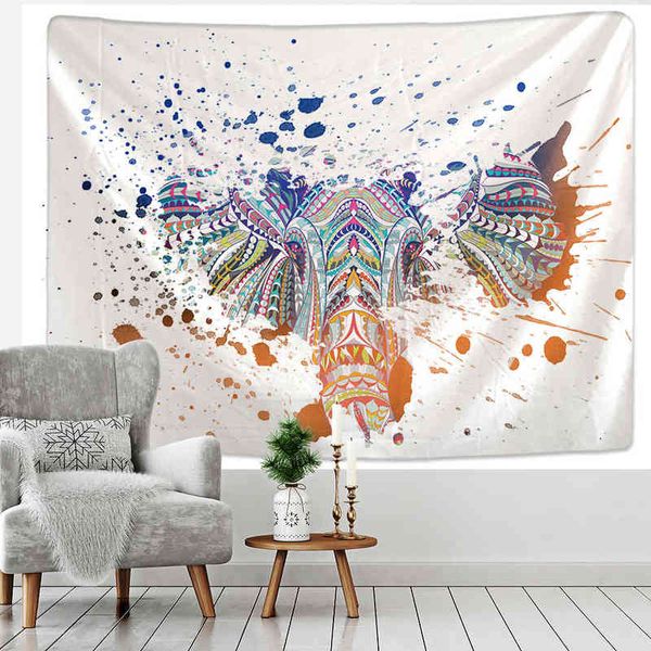 Großer Tier-Wandteppich, preiswerter Hippie-Wandbehang, böhmische Teppiche, Mandala-Ölfarbe-Stil, Art Deco J220804