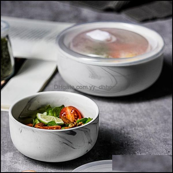 Ciotole in stile europeo Fresh-Kee Ciotola per insalata in ceramica con coperchio Scatola per il pranzo per la casa Noodle Consegna istantanea di riso Drop 2021 Home G Yydhhome Dhogz