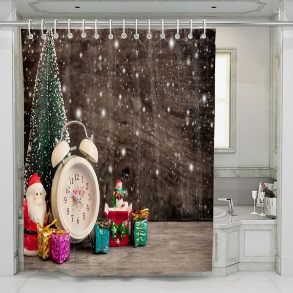 Tende da doccia Tenda 3D Impermeabile Bagno Natale Scuro Moda Moderno Tessuto in poliestere Set di decorazioni per la casa