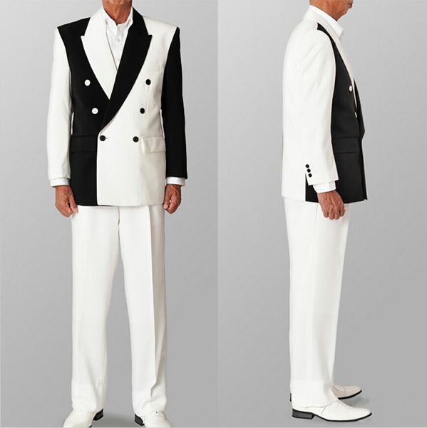 Tuxedos de casamento de homens brancos pretos Conjunto de 2 peças Cor Combinagem de roupas fritas Slim