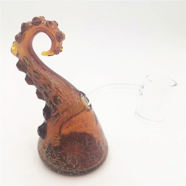 Bubbler dab rig bong hookah hookahs kleurrijke barnsteen octopus baard 10 mm Dewar vrouwelijke gewricht toro rigs bubblers ambachtelijke borocilicaat mini bongs