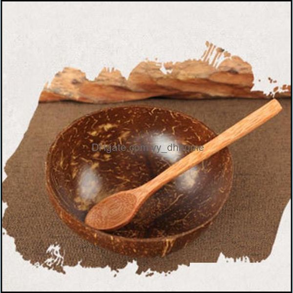 Tigelas tigelas de madeira natural tigela de coco tigela artesanal artesanato de mesa de mesa de sobremesa Salada de sobremes