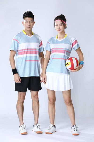 Kadın T-Shirt Sky Mavi Badminton Gömlek Kadın Masa Tenis Sporları T-Shirts Fitness Spor Salonu Tee Fild Homedewomen's