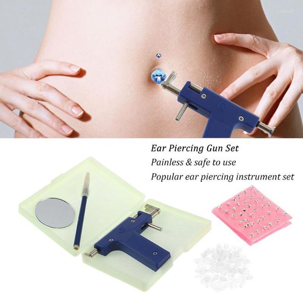 Kits de armas de tatuagem Conjunto de armas para piercing de orelha Corpo em aço inoxidável profissional Kit de nariz com brinco 98 peças Ferramentas