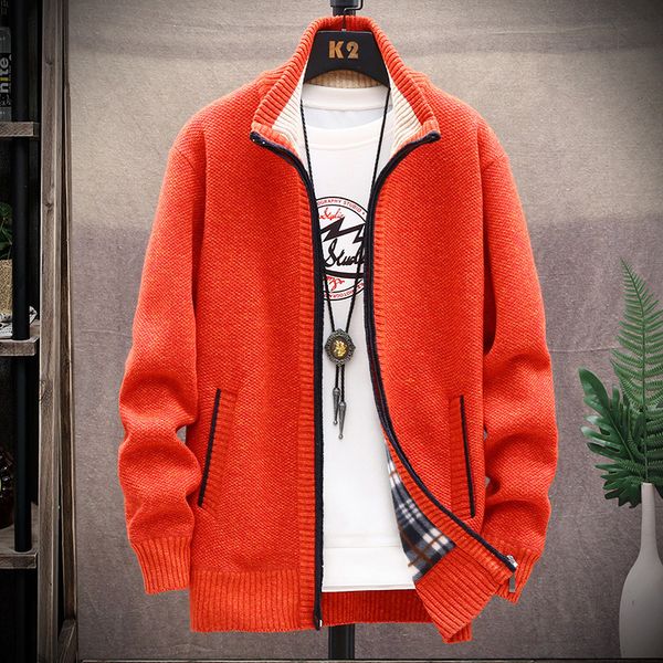 Jackets masculinos Autumn Winter Sweater Casaco Faux Fur Wool Jackets Men zipper maconha grossa Cardigan de malha casual quente 220826