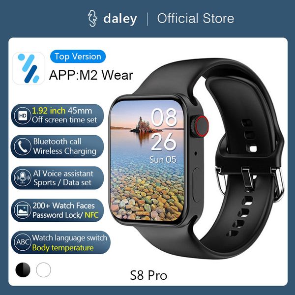 Neue S8 Pro Smart Watch Serie 7 1,92 Zoll 45 mm Männer Frauen Band Bluetooth Anruf NFC individuelles Zifferblatt Sport Smartwatch IWO Fitness GPS Tracker für Android iOS PK DT7 Pro Max Uhren