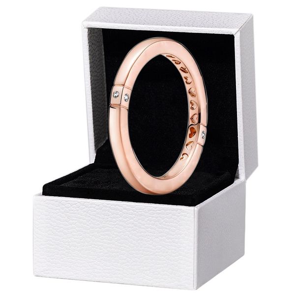925 Стерлинговое серебро логотип Hearts Band Кольцо оригинальная коробка для женщин Pandora Mens Cz Diamond Wedding Gift Rose Gold Rings