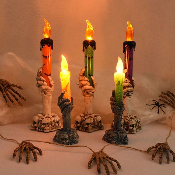 Outros suprimentos de festa festiva Halloween LED Candle Light Skeleton Ghost Hand Flearfree Light Horror Props Halloween Party Decoração de suprimentos infantis Toy Gift 220826