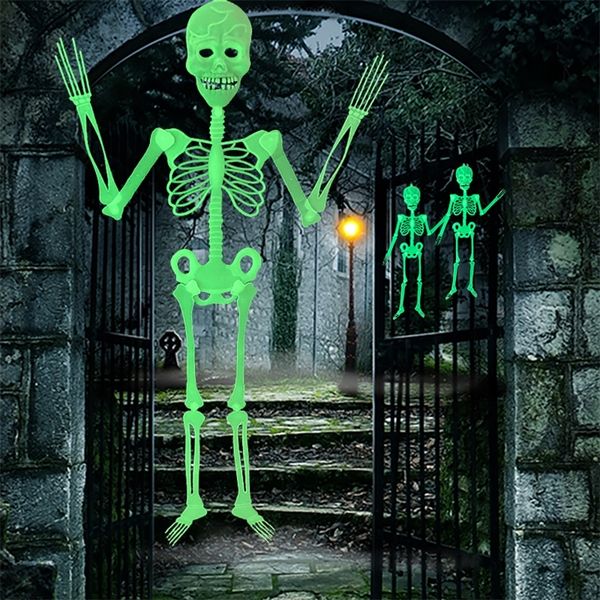 Outras festas festivas fornecem esqueleto luminoso de Halloween iluminadas Ghost Outdoor porta do quintal Decoração pendurada no corpo Humano Decorações 220826