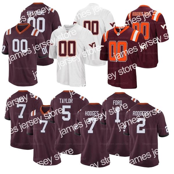 Maillots de football personnalisés Virginia Tech Hokies Football Jersey Bucky Hodges Michael Vick Hendon Hooker Ryan Willis Damon Hazelton cousu n'importe quel numéro de nom