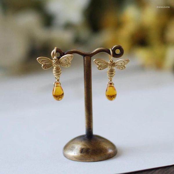 Brincos de gotas de garanhão Mulheres Brincagem de abelha pequena Dangle Ladies Pingente Insect Wedding Girls Color Gold coreano Trendy Metal Oorbellenstud