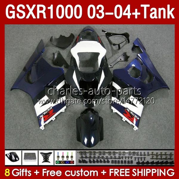 Carenature per stampi ad iniezione per SUZUKI GSXR-1000 K 3 GSXR 1000 CC K3 GSXR1000 2003 2004 Corpo 147No.95 GSX-R1000 1000CC 03 04 GSX R1000 2003-2004 Serbatoio carenatura OEM stock blu